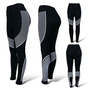 Women's High Waist Yoga Leggings Gym Fitness Sports Pants | Black/White